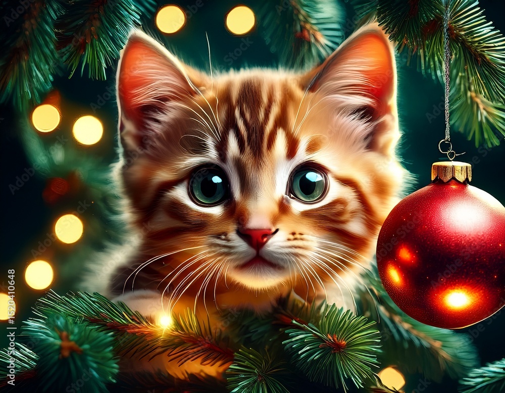 Katzenbaby räumt Weihnachtsbaum ab Katzenbaby räumt Weihnachtsbaum ab