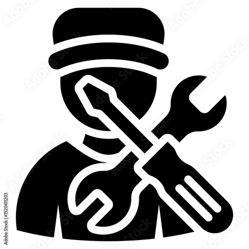 Repairman Icon Black Solid