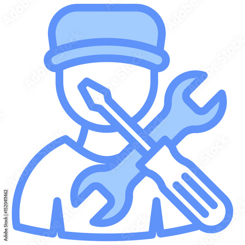 Repairman Icon Outline Blue