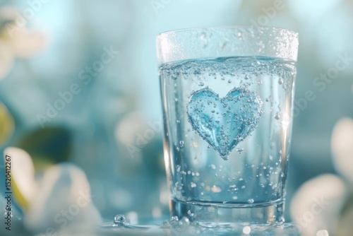 Wallpaper Mural Glass of Water with Heart Shows Love, Perfect for Celebrating a Anniversary. Torontodigital.ca