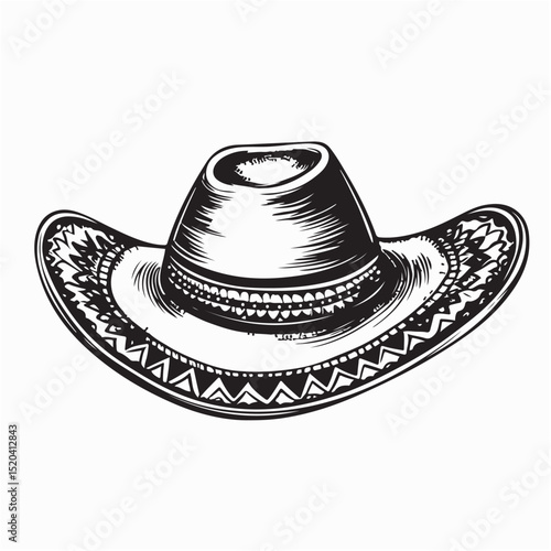 Mexican Sombrero Image vector. Black and white Mexican Sombrero Image vector. 