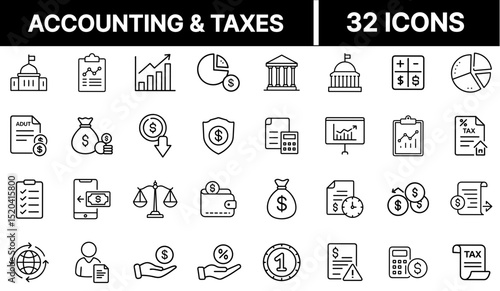 Accounting and Taxes Icon Representing Financial Management, Tax Filing, and Business Reporting