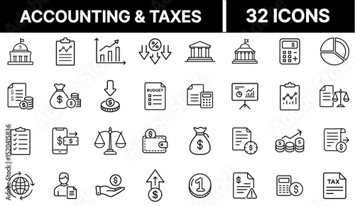 Accounting and Taxes Icon Representing Financial Management, Tax Filing, and Business Reporting