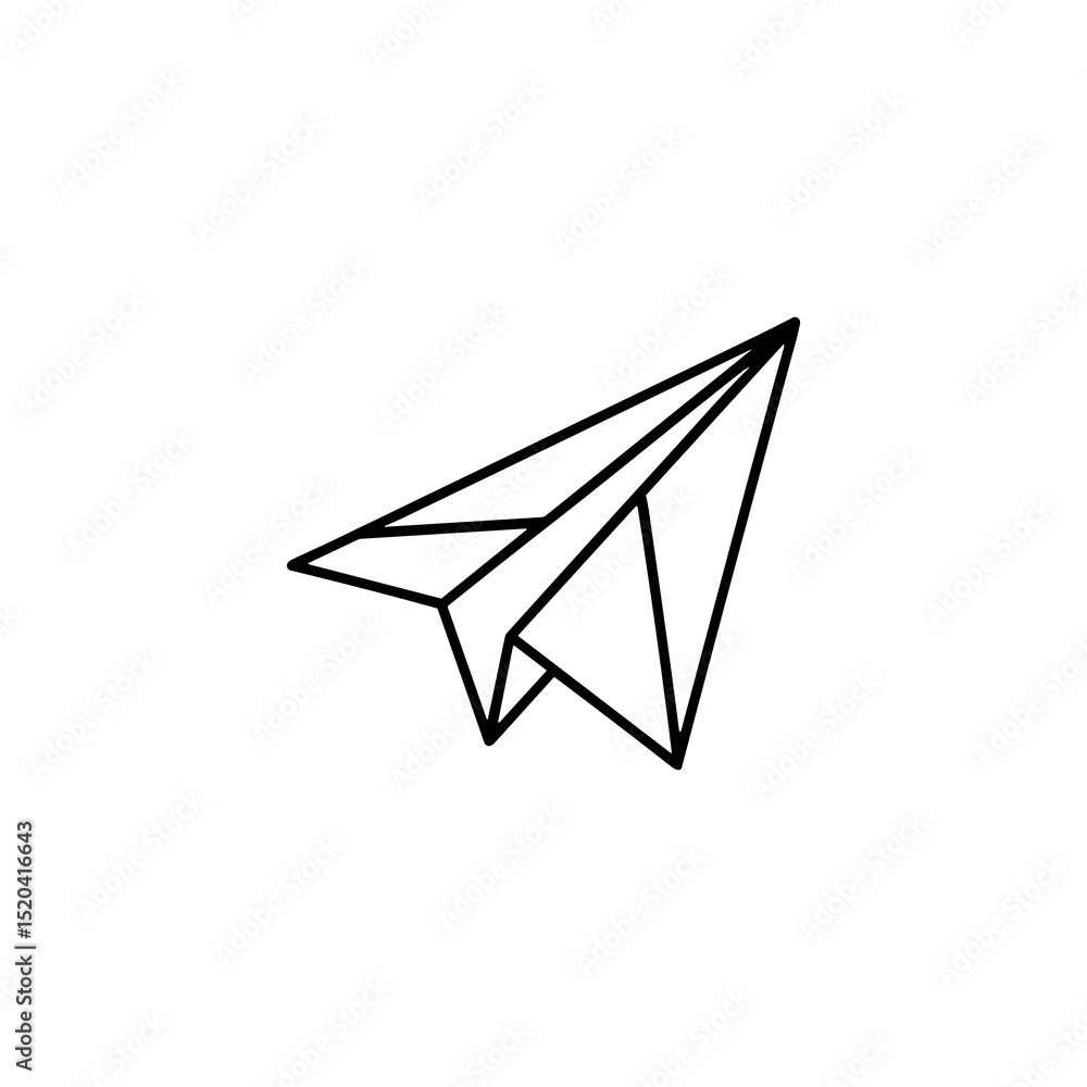 Simple Black Line Art Paper Airplane Illustration Simple Black Line Art Paper Airplane Illustration