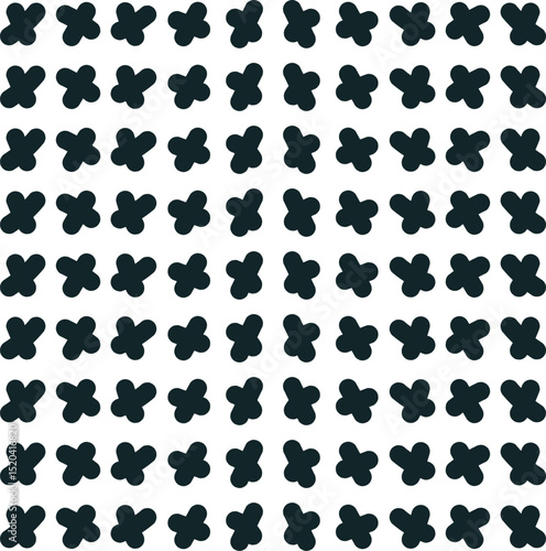 The cross-shaped plump elements are arranged in rows in a symmetrical design.
