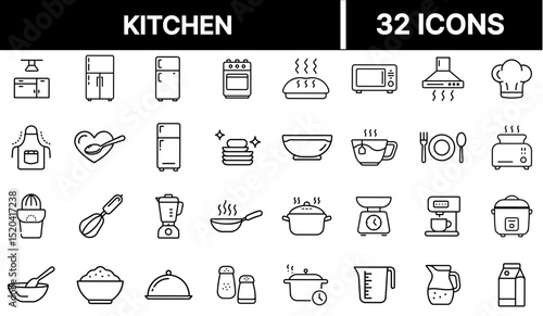 Kitchen Icon Representing Cooking Space, Appliances, and Culinary Tools