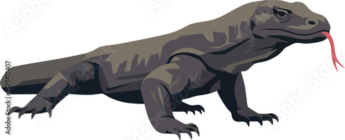 Komodo dragon realistic reptile lizard vector illustration in brown tones 