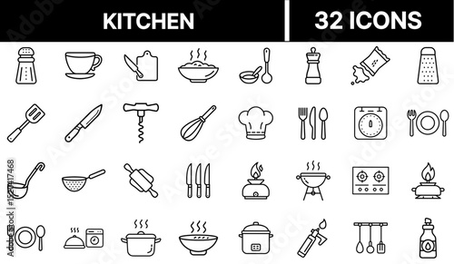 Kitchen Icon Representing Cooking Space, Appliances, and Culinary Tools