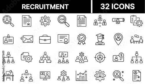 Recruitment Icon Representing Hiring Process, Job Search, and Talent Acquisition