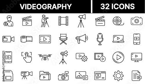 Videography Icon Representing Video Production, Filming, and Camera Equipment