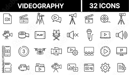 Videography Icon Representing Video Production, Filming, and Camera Equipment