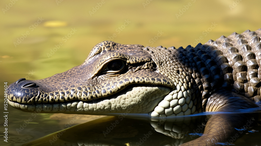 A captive Gharial sunning itself A captive Gharial sunning itself