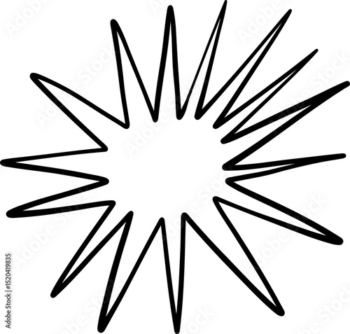 Doodle Style Long Pointed Starburst Outline