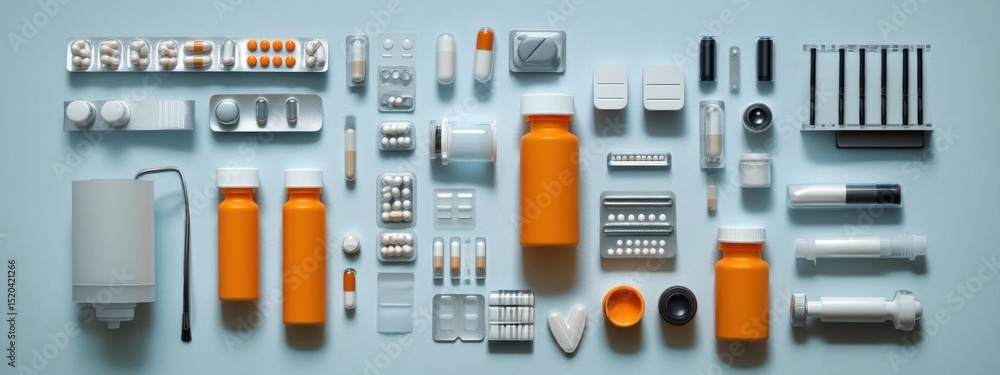 Explore Flat Lay Of Capsules, Tablets, And Bottle With Healthcare Concept Explore Flat Lay Of Capsules, Tablets, And Bottle With Healthcare Concept