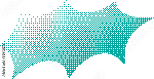 Pixel Gradient Jagged Cloud Shape Halftone Effect