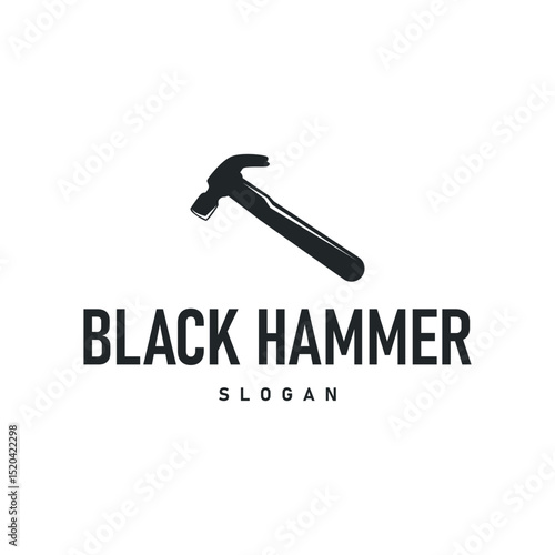 hammer logo design concept simple black silhouette hammer template illustration building equipment brand symbol product and business