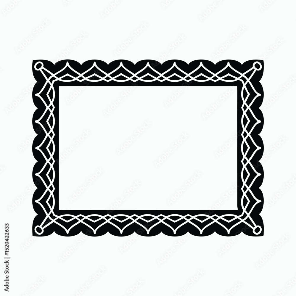 Obraz premium Decorative Vector Frame with Interwoven Border Pattern and Bold Black Design