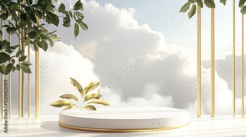 3d elegant white cylinder islamic podium