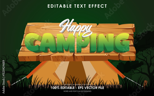 Editable happy camping text effect