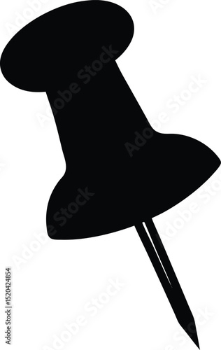 black push pin isolated