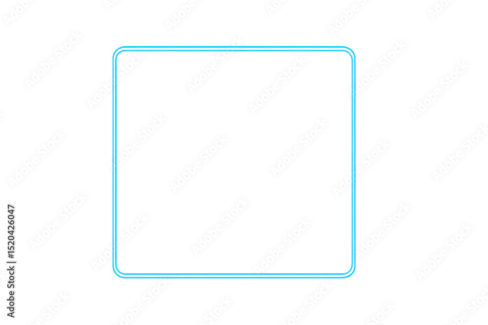 Bright neon rounded rectangular frame glowing on transparent background, perfect for futuristic designs and modern projects Bright neon rounded rectangular frame glowing on transparent background, perfect for futuristic designs and modern projects