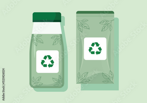 A clean and modern vector mockup of an eco-friendly product box. Includes green leaf graphics, soft minimalist colors, and recyclable symbols. Perfect for sustainable branding, cosmetics, natural prod