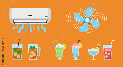 A refreshing vector set of summer drink icons, perfect for travel and restaurant designs