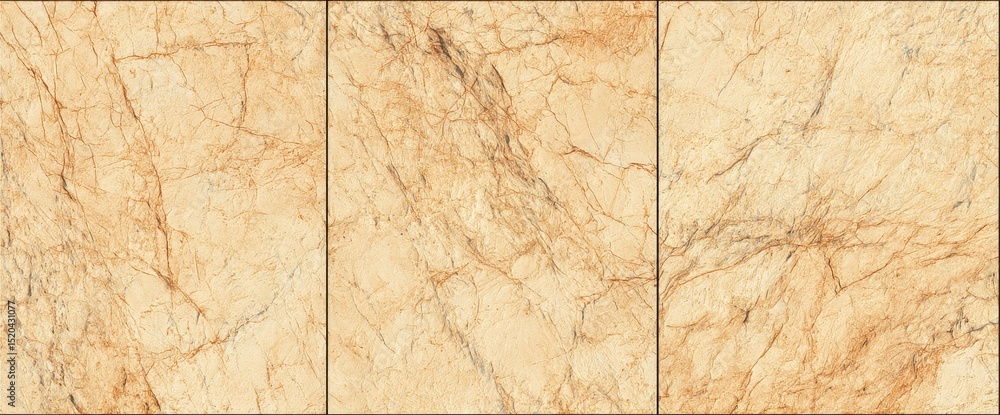 Fototapeta premium Pale beige marble tile texture, showing three panels with a consistent veined pattern