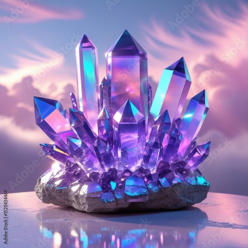 Wallpaper Mural enchanting purple crystals on rock under serene cloudy sky Torontodigital.ca