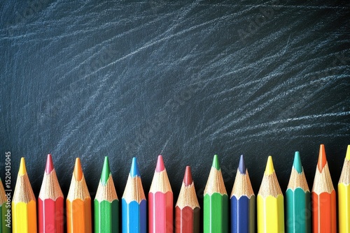 Premium Quality Picture of Front View of Back to School Stationery with Pencils and Medical Mask