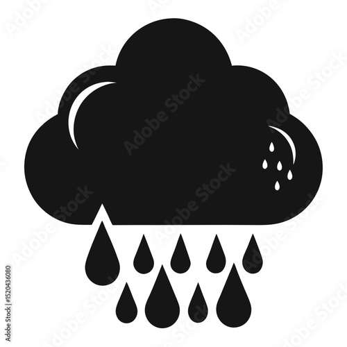 Simple black and white weather icon featuring a cloud and rain depicting precipitation