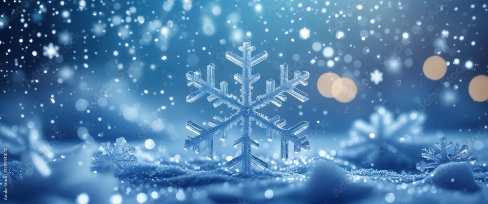 enchanting snowfall on a serene snowy surface with glowing lights enchanting snowfall on a serene snowy surface with glowing lights