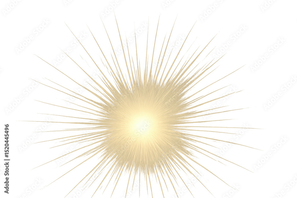 Obraz premium Bright star exploding on transparent background, creating golden light rays, perfect for visual effects and graphic design