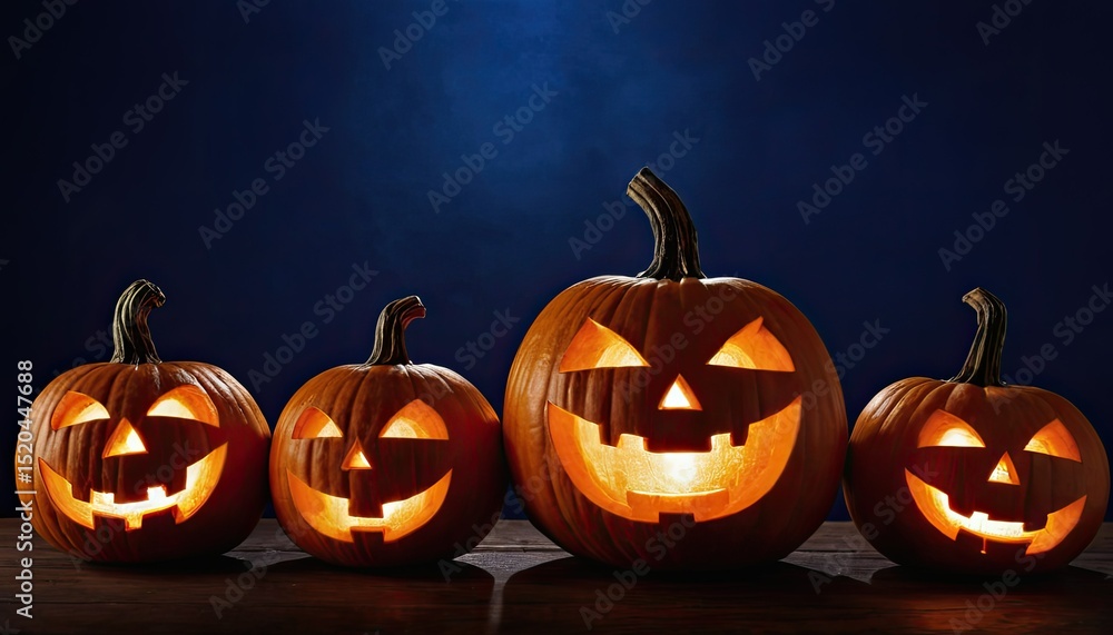 Halloween pumpkin head jack lantern on wooden background
3 Halloween pumpkin head jack lantern on wooden background
3