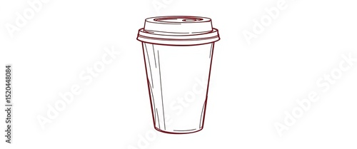 Hand-drawn vector illustration of a paper coffee cup; outline sketch, coffee to go,  drink,  vector