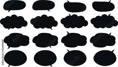 シンプルかわいい黒い吹き出しセット