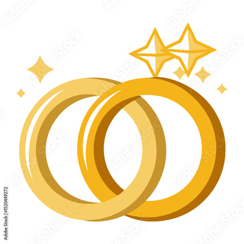 Two interlocked gold rings with sparkle accents, symbolizing marriage, engagement, or commitment.