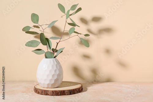 Vase with green eucalyptus ...