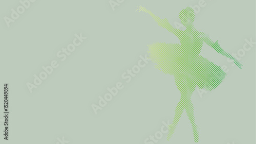 Halftone vector pattern of a ballet dancer performing isolated on pastel background
