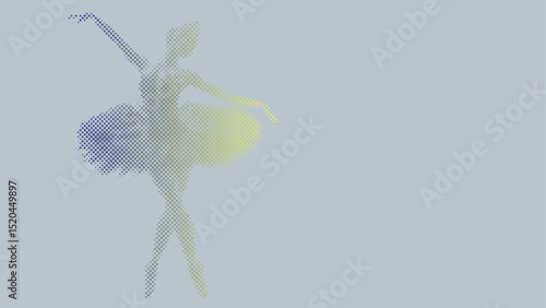 Halftone vector pattern of a ballet dancer performing isolated on pastel background