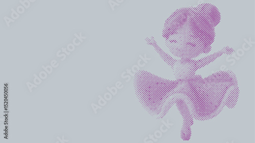 Halftone vector pattern of a ballet dancer performing isolated on pastel background