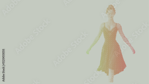 Halftone vector pattern of a ballet dancer performing isolated on pastel background