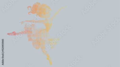 Halftone vector pattern of a ballet dancer performing isolated on pastel background