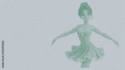 Halftone vector pattern of a ballet dancer performing isolated on pastel background