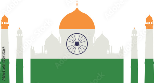 シンプルなタージマハルの素材イラスト　Illustration of a simple taj mahal