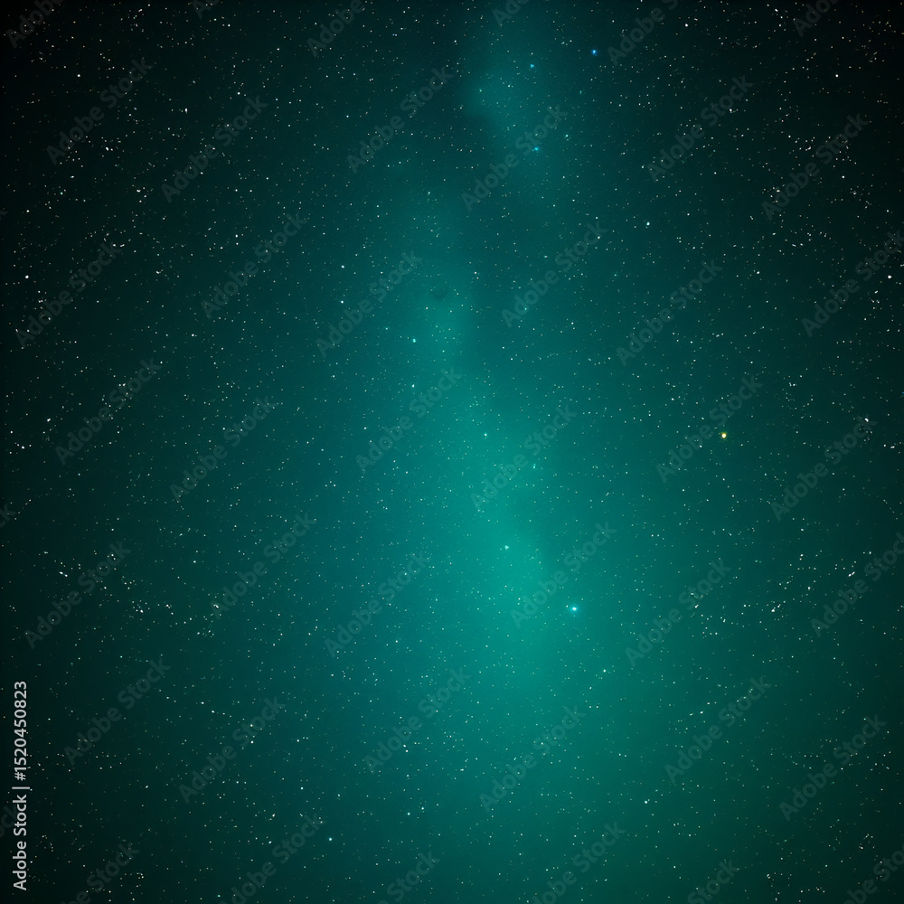 Fototapeta premium Green starry night sky wide angle view background for banner with copy space. Starry. Illustration