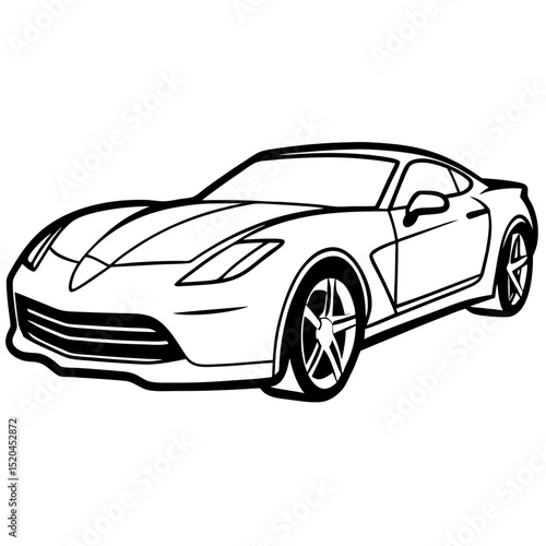 Minimalist Corvette Vector on White