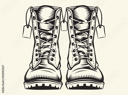 Rugged Military Boots Art Print for Veterans and Outdoor Enthusiasts Decor
