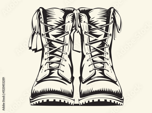 Rugged Military Boots Art Print for Veterans and Outdoor Enthusiasts Decor