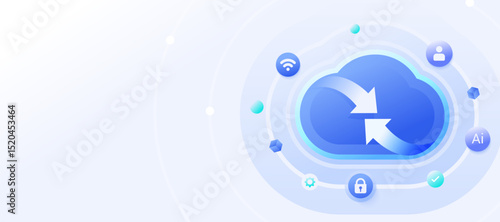 Cloud Computing Network Connection Banner illustration
